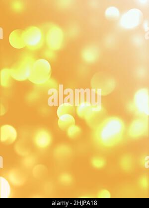 Bokeh-Partikel auf gelbem Hintergrund, 3D Rendering Stockfoto