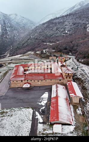 Sparmos ('Heilige Dreifaltigkeit') Kloster (16th Jahrhundert), Olymp Berg, Elassona Gemeinde, Larissa, Stockfoto