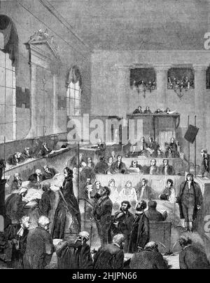 Ein Prozess vor dem Old Bailey, dem Central Criminal Court of England and Wales, City of London, England, Großbritannien. Stich von Thomas Rowlandson (1757-1827). Vintage Illustration oder Gravur c1800 Stockfoto