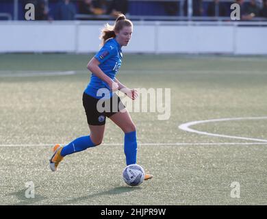 BILLERICAY, ENGLAND - JANUAR 30:Ruby Sealey (Drewe) von den Frauen der Stadt Billericay während der vierten Runde des FA Women's FA Cup zwischen Billericay Tow Stockfoto