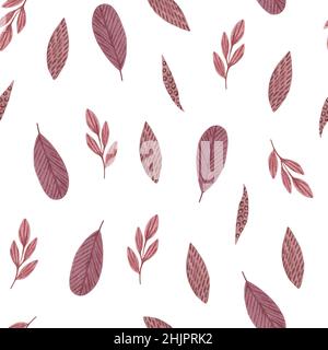 Fancy dekorative Blumen und Blätter nahtlose Muster Aquarell Illustration, einfache florale abstrakte wiederholen Ornament für trendige moderne Dekor-Ideen, alle Design-Zwecke Stockfoto