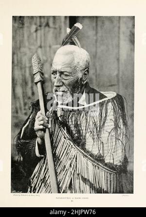 Pataragurai, ein Maori-Chef aus dem Buch „die lebenden Rassen der Menschheit“, Band 1 von Henry Neville Hutchinson, Herausgeber John Walter Gregory und Richard Lydekker, Verlag: London, Hutchinson & CO 1901 Stockfoto