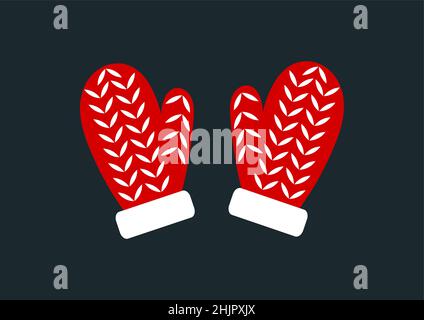 Winterhandschuhe mit roten Fäustlingen. Vektorgrafik. Stock Vektor