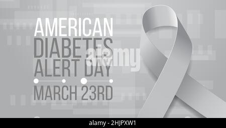 American Diabetes Alert Day Konzept. Banner-Vorlage mit grauem Band und Text. Vektorgrafik Stock Vektor