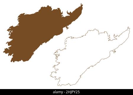 Leka Island (Königreich Norwegen) Karte Vektorgrafik, Skizze Leka Karte Stock Vektor