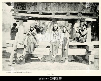 Eine Gruppe von Batta-Männern aus dem Buch „The Living Races of Mankind“ Vol. 1 von Henry Neville Hutchinson, Herausgeber John Walter Gregory und Richard Lydekker, Verlag: London, Hutchinson & CO 1901 Stockfoto