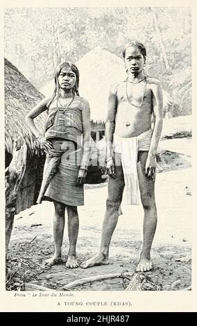 Junges Paar (Khas People) aus dem Buch „The living Races of Mankind“ Vol. 1 von Henry Neville Hutchinson, Herausgeber John Walter Gregory und Richard Lydekker, Verlag: London, Hutchinson & CO 1901 Stockfoto