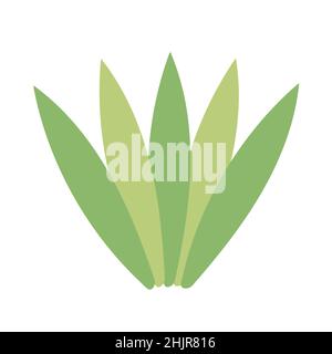 Grünes Gras im Cartoon-Stil auf weißem Hintergrund. Saison natürliche Wildpflanze, Design-Element, Spiel Asset Stock Vektor