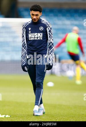 LONDON, Großbritannien, 29. JANUAR: Tyler Burey von Millwallwährend der Sky Bet Championship zwischen Millwall und West Bromwich Albion im Den Stadion Stockfoto