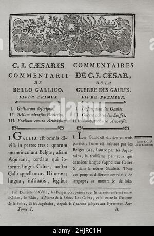 "Commentaires de Cesar, avec des notes historiques, critiques et militaires", von Graf Turpin de Crissé. Band I. Veröffentlicht in Montargis und verkauft in Paris, 1785. Stockfoto