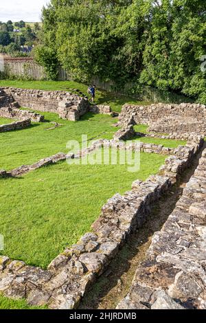 Die Überreste von Milecastle 48 (Poltross Burn) auf der Hadrianmauer in der Nähe von Gilsland, Cumbria, Großbritannien Stockfoto