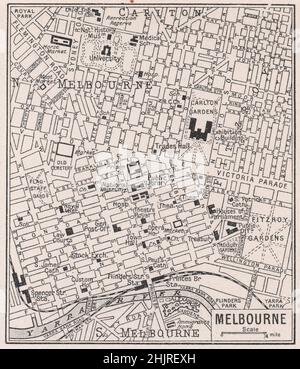 Stadtplan von Victoria's Hauptstadt. Victoria Australien. Melbourne (Karte 1923) Stockfoto