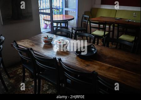 Oh La Bistrot, großartiges Restaurant in Cartagena vom französischen Küchenchef Gilles Dupart, Kolumbien Stockfoto