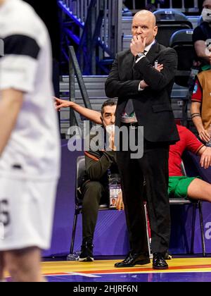 AMSTERDAM, NIEDERLANDE - 31. JANUAR: Trainer Jorge Braz aus Portugal beim Viertelfinale der Männer im Futsal Euro 2022 im Ziggo Dome am 31. Januar 2022 in Amsterdam, Niederlande (Foto: Jeroen Meuwsen/Orange Picles) Stockfoto