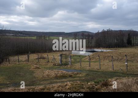 Rogoznica, Polen - 15. Januar 2022. Konzentrations- und Arbeitslager Gross-Rosen (Rogoznica). Der Auschwitz-Teil (Lagererweiterung). Gedenkstätte. Wählen Sie Stockfoto