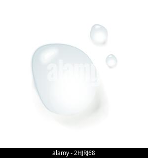 Helle, realistische, transparente Wassertropfen auf weißem Hintergrund Stock Vektor