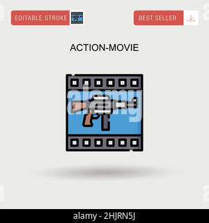 Einfaches Vektorsymbol für Actionfilme. Stock Vektor