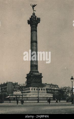 Die Julisäule im Zentrum des Place de la Bastille erinnert an die Opfer der Revolution im Juli 1830. Paris (1923)