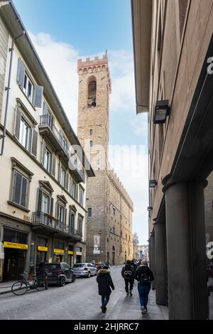 Florenz, Italien. Januar 2022. Außenansicht des Bargello National Museums im Stadtzentrum Stockfoto