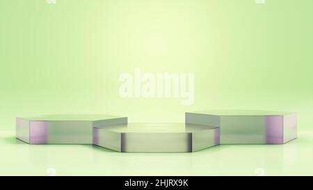 3D Darstellung des Displayhintergrunds mit verschwommenen Glaselementen Stockfoto