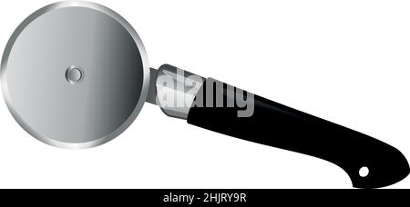 Realistisches Pizzamesser isoliert auf weißem Hintergrund - Vektorgrafik Stock Vektor