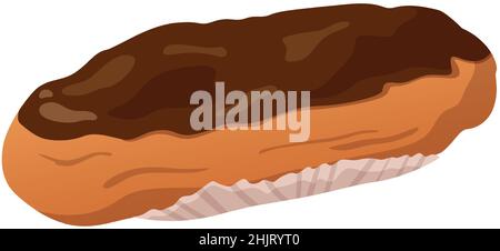 Realistische eclair mit dunkler Schokolade isoliert auf weißem Hintergrund - Vektor-Illustration Stock Vektor