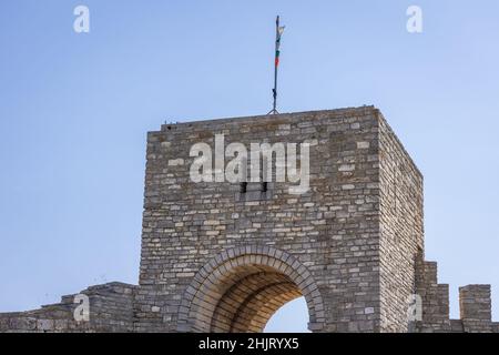 Festungsturmtor am Kap Kaliakra in der südlichen Dobrudscha-Region der nördlichen bulgarischen Schwarzmeerküste Stockfoto