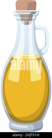 Realistische Flasche mit Sonnenblumen- oder Olivenöl isoliert auf weißem Hintergrund - Vektorgrafik Stock Vektor