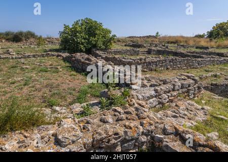 Ruinen am Kap Kaliakra in der südlichen Dobrudscha-Region der nordbulgarischen Schwarzmeerküste Stockfoto