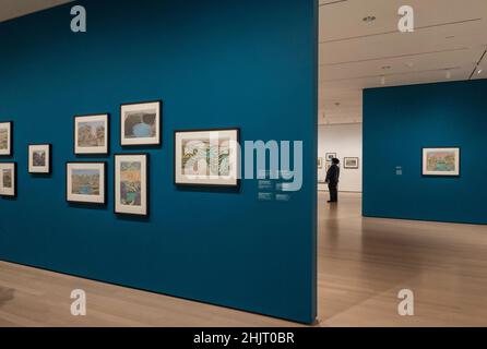 Ausstellung „Joseph E. Yoakum: What I Saw“ im Museum of Modern Art in New York City, USA 2022 Stockfoto