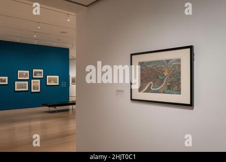 Ausstellung „Joseph E. Yoakum: What I Saw“ im Museum of Modern Art in New York City, USA 2022 Stockfoto