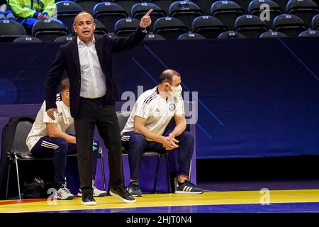 AMSTERDAM, NIEDERLANDE - 31. JANUAR: Cheftrainer Kaka aus Kasachstan beim Viertelfinale der Männer im Futsal Euro 2022 zwischen Kasachstan und der Ukraine am 31. Januar 2022 im Ziggo Dome in Amsterdam, Niederlande (Foto: Jeroen Meuwsen/Orange Picles) Stockfoto