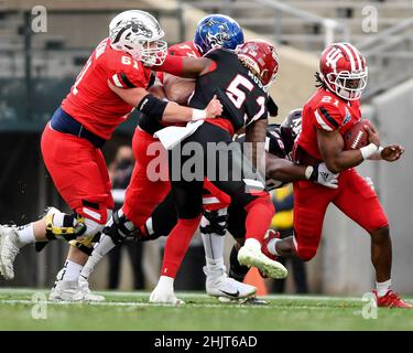 Menifee, Kalifornien, USA. 29th Januar 2022. Jan 29, 2022; Pasadena, CA USA; bei Rose Bowl Final Score Nationalmannschaft: 24 Amerikanisches Team:23 Pflichtangabe Zuma Press. (Bild: © Ardie Crenshaw/ZUMA Press Wire) Stockfoto