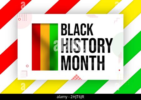 Abstract Black History Month Banner Post Design mit winkender farbenfroher Flagge. Black Lives Matter Konzept Hintergrund Stockfoto