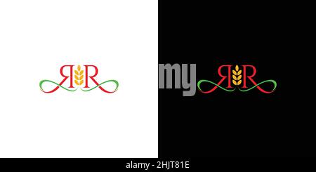 Modernes und professionelles RR Initialen Farm Logo Design Stock Vektor