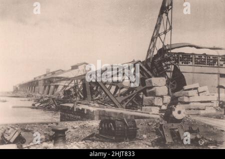 Erdbeben in Japan 1923: Die Ruinen des Zollkais in Yokohama Stockfoto