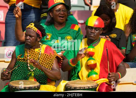 Douala, Kamerun, 29. Januar 2022: Fans während Kamerun gegen Gambia, Afrika-Cup der Nationen im Japoma-Stadion. Kim Price/CSM. Stockfoto