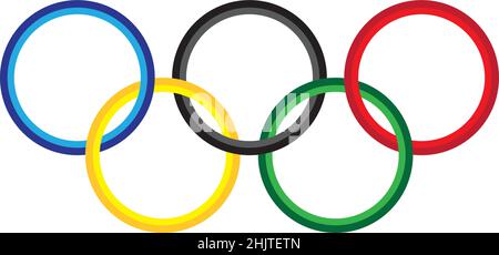 Die Grafik zeigt die fünf farbigen Kreise, die die Olympischen Spiele symbolisieren. Stock Vektor