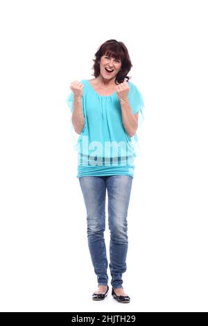 Schöne reife Frau voller Körper Stockfoto