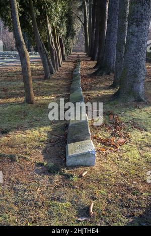 Breslau, Polen - 16. Januar 2022. Italienischer Kriegsfriedhof. Hier sind über 1,000 italienische Offiziere und Soldaten aus dem ersten und zweiten Weltkrieg begraben. Se Stockfoto