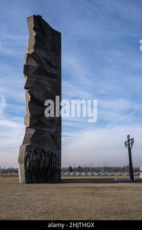 Breslau, Polen - 16. Januar 2022. Polnischer Kriegsfriedhof. Hier sind über 600 polnische Offiziere und Soldaten aus dem zweiten Weltkrieg und Warschau oben begraben Stockfoto