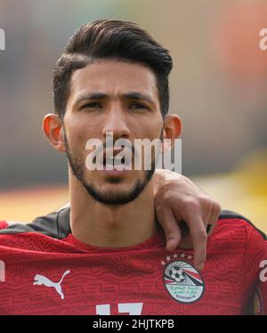 Yaounde, Kamerun, 30. Januar 2022: Mohamed Elneny aus Ägypten während Marokko gegen Ägypten – Afrika-Cup der Nationen im Ahmadou-Ahidjo-Stadion. Kim Price/CSM. Stockfoto