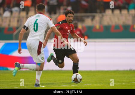 Yaounde, Kamerun, 30. Januar 2022: Omar Marmoush aus Ägypten während Marokko gegen Ägypten – Afrika-Cup der Nationen im Ahmadou-Ahidjo-Stadion. Kim Price/CSM. Stockfoto