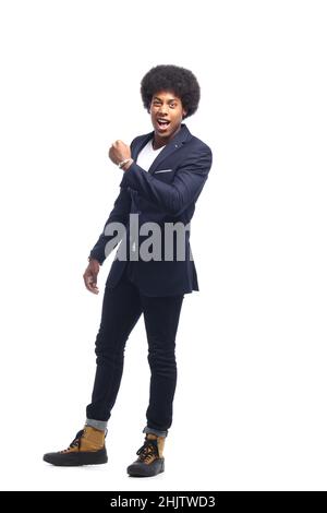 Schöne Ganzkörper glücklich schwarzen Mode Mann Stockfoto