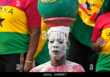 Yaoundé, Kamerun, 10. Januar 2022: Fans während des Ghana gegen Marokko- Afrika-Cup der Nationen im Ahmadou Ahidjo Stadium. Kim Price/CSM. Stockfoto