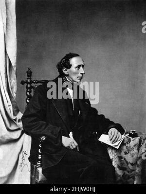 Ein Porträt des dänischen Schriftstellers Hans Christian Andersen im Jahr 1860 im Alter von 55 Jahren. Stockfoto