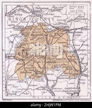 Karte von Queen's County. Queen's County/County Laois (1923) Stockfoto