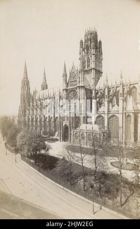 Antike Fotografie von der Abtei Saint-Ouen in Rouen, Frankreich, um 1890. QUELLE: ORIGINAL ALBUMIN FOTO Stockfoto