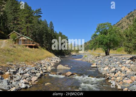 Fahren Sie auf dem Highway 36 von Fort collins nach Estes Park, Colorado, CO Stockfoto