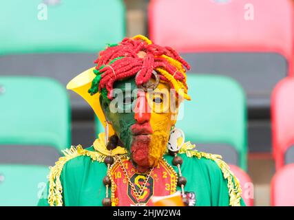 Yaoundé, Kamerun, 13. Januar 2022: Fans während des Kamerun gegen Äthiopien – Afrika-Cup der Nationen im Olembe-Stadion. Kim Price/CSM. Stockfoto